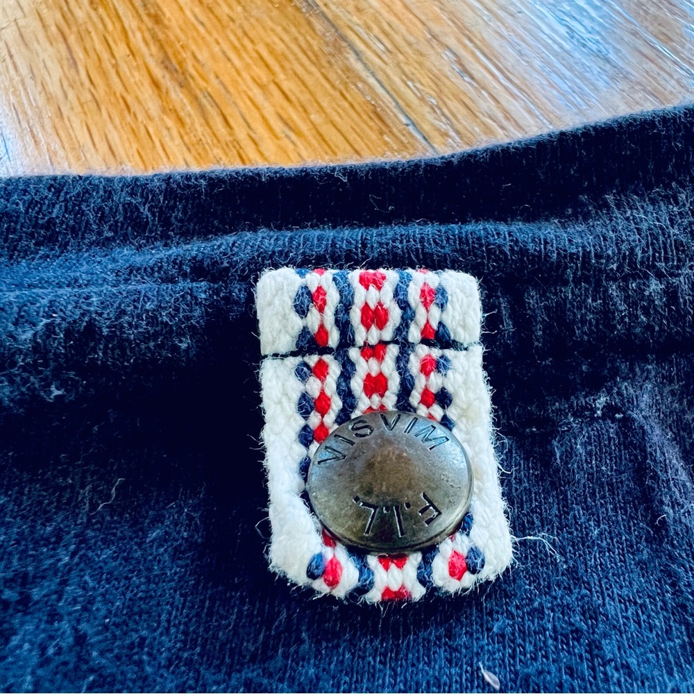 Visvim Dark Blue Tee with Red Zigzag Hem - Picture 5 of 8